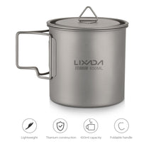 Load image into Gallery viewer, Lixada Titanium Cup, Outdoor Mug with Lid Handle 300/350/550/650ml