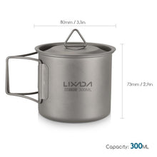 Load image into Gallery viewer, Lixada Titanium Cup, Outdoor Mug with Lid Handle 300/350/550/650ml