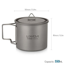 Load image into Gallery viewer, Lixada Titanium Cup, Outdoor Mug with Lid Handle 300/350/550/650ml