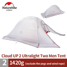 Load image into Gallery viewer, Naturehike New Cloud Up Series 1 - 3 Person Ultralight Tent Camp Equipment 20D Nylon Camping Tents
