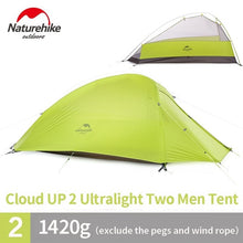 Load image into Gallery viewer, Naturehike New Cloud Up Series 1 - 3 Person Ultralight Tent Camp Equipment 20D Nylon Camping Tents